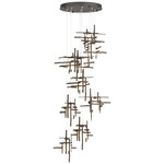 Tura Round Multi Light Pendant - Bronze / Cast Glass