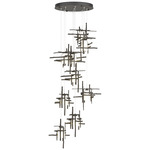 Tura Round Multi Light Pendant - Dark Smoke / Cast Glass