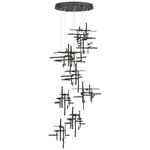 Tura Round Multi Light Pendant - Black / Cast Glass