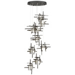 Tura Round Multi Light Pendant - Oil Rubbed Bronze / Cast Glass
