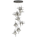 Tura Round Multi Light Pendant - Natural Iron / Cast Glass