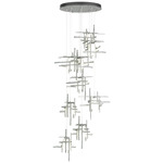 Tura Round Multi Light Pendant - Vintage Platinum / Cast Glass