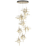 Tura Round Multi Light Pendant - Soft Gold / Cast Glass