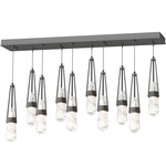 Link Linear Multi Light Pendant - Black / Clear with White Threading