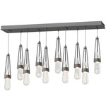 Link Linear Multi Light Pendant - Black / Clear Bubble