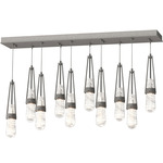 Link Linear Multi Light Pendant - Natural Iron / Clear with White Threading