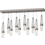 Link Linear Multi Light Pendant - Natural Iron / Clear Bubble