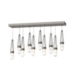 Link Linear Multi Light Pendant - Natural Iron / Clear w/White Threading