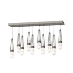 Link Linear Multi Light Pendant - Natural Iron / Clear with White Threading