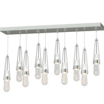 Link Linear Multi Light Pendant - Vintage Platinum / Clear Bubble