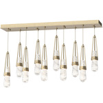 Link Linear Multi Light Pendant - Soft Gold / Clear with White Threading