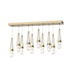 Link Linear Multi Light Pendant - Soft Gold / Clear w/White Threading