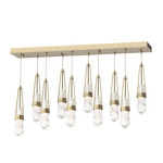 Link Linear Multi Light Pendant - Soft Gold / Clear w/White Threading