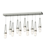 Link Linear Multi Light Pendant - Sterling / Clear with White Threading
