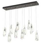 Luma Linear Multi Light Pendant - Natural Iron / Crystal