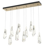 Luma Linear Multi Light Pendant - Soft Gold / Crystal