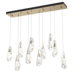 Luma Linear Multi Light Pendant - Soft Gold / Crystal