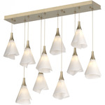 Mobius Linear Multi Light Pendant - Soft Gold / Spun Frost