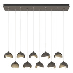 Brooklyn Linear Multi Light Pendant - Dark Smoke / Soft Gold