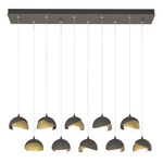 Brooklyn Linear Multi Light Pendant - Dark Smoke / Modern Brass