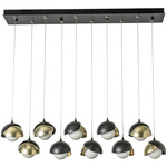 Brooklyn Linear Multi Light Pendant - Black / Modern Brass