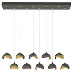 Brooklyn Linear Multi Light Pendant - Natural Iron / Modern Brass