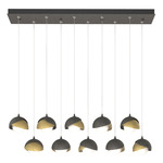 Brooklyn Linear Multi Light Pendant - Natural Iron / Modern Brass