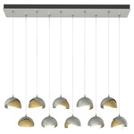 Brooklyn Linear Multi Light Pendant - Vintage Platinum / Modern Brass