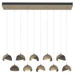 Brooklyn Linear Multi Light Pendant - Soft Gold / Dark Smoke