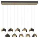 Brooklyn Linear Multi Light Pendant - Soft Gold / Black