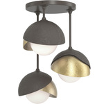 Brooklyn Double Multi Semi Flush Light - Dark Smoke / Modern Brass