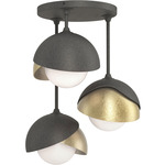 Brooklyn Double Multi Semi Flush Light - Natural Iron / Modern Brass