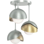 Brooklyn Double Multi Semi Flush Light - Vintage Platinum / Modern Brass