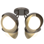 Brooklyn Double Shade 4LT Semi Flush Light - Oil Rubbed Bronze / Modern Brass