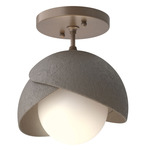 Brooklyn Double Shade Semi Flush Light - Bronze / Dark Smoke