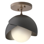 Brooklyn Double Shade Semi Flush Light - Bronze / Black