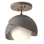 Brooklyn Double Shade Semi Flush Light - Bronze / Natural Iron