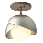 Brooklyn Double Shade Semi Flush Light - Bronze / Sterling