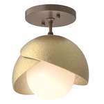 Brooklyn Double Shade Semi Flush Light - Bronze / Modern Brass