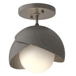 Brooklyn Double Shade Semi Flush Light - Dark Smoke / Natural Iron