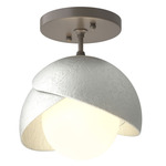 Brooklyn Double Shade Semi Flush Light - Dark Smoke / Vintage Platinum