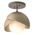 Brooklyn Double Shade Semi Flush Light - Dark Smoke / Soft Gold