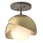 Brooklyn Double Shade Semi Flush Light - Dark Smoke / Modern Brass