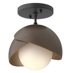 Brooklyn Double Shade Semi Flush Light - Black / Bronze