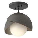 Brooklyn Double Shade Semi Flush Light - Black / Natural Iron