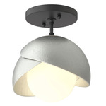 Brooklyn Double Shade Semi Flush Light - Black / Vintage Platinum