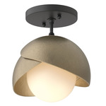 Brooklyn Double Shade Semi Flush Light - Black / Soft Gold