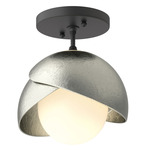 Brooklyn Double Shade Semi Flush Light - Black / Sterling