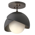 Brooklyn Double Shade Semi Flush Light - Oil Rubbed Bronze / Black