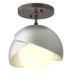 Brooklyn Double Shade Semi Flush Light - Oil Rubbed Bronze / Vintage Platinum